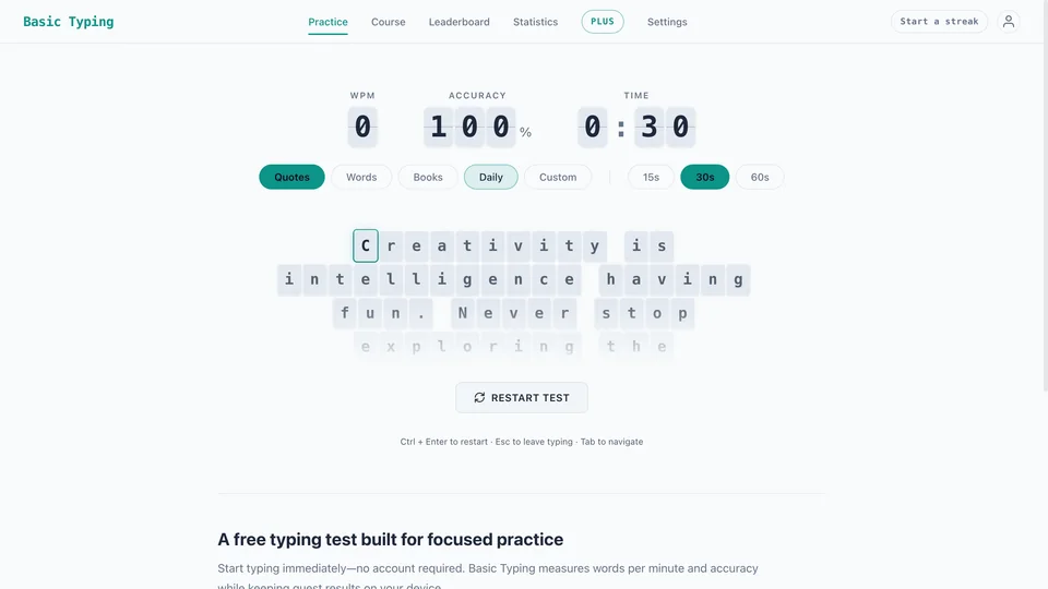 Basic Typing product screenshot
