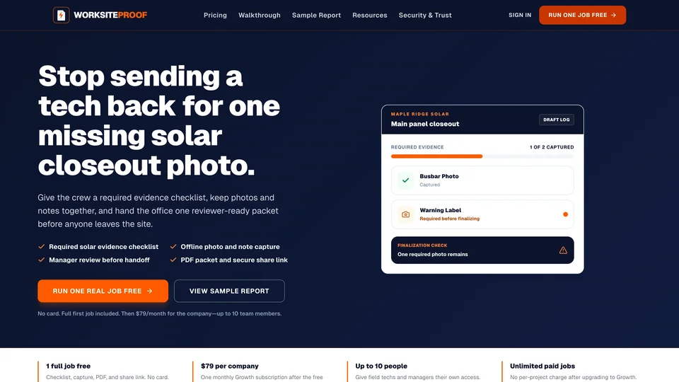 Worksite Proof product screenshot